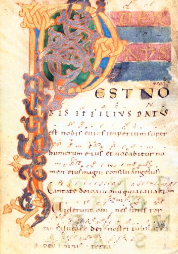 Antiphon Puer natus est, Einsiedeln, Stiftsbibliothek, Codex 121 (1151) (um 970)