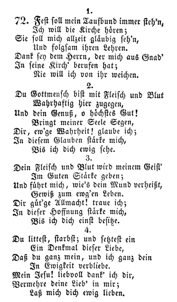 Text „Fest soll mein Taufbund immer steh’n“ im Gesangbuch von Verspoell von 1829