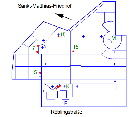 Lageplan vom Sankt-Matthias-Friedhof