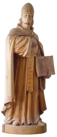 Holzfigur des Heiligen Antonius im Foyer des Klosters